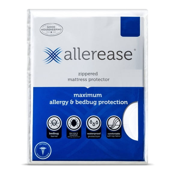 (Old Version) AllerEase Maximum Allergy & Bed Bug Protection Zippered Mattress Protector, Twin-XL