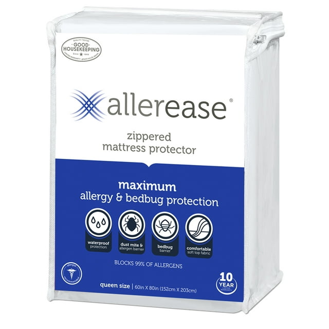 (Old Version) AllerEase Maximum Allergy & Bed Bug Protection Zippered Mattress Protector, Twin