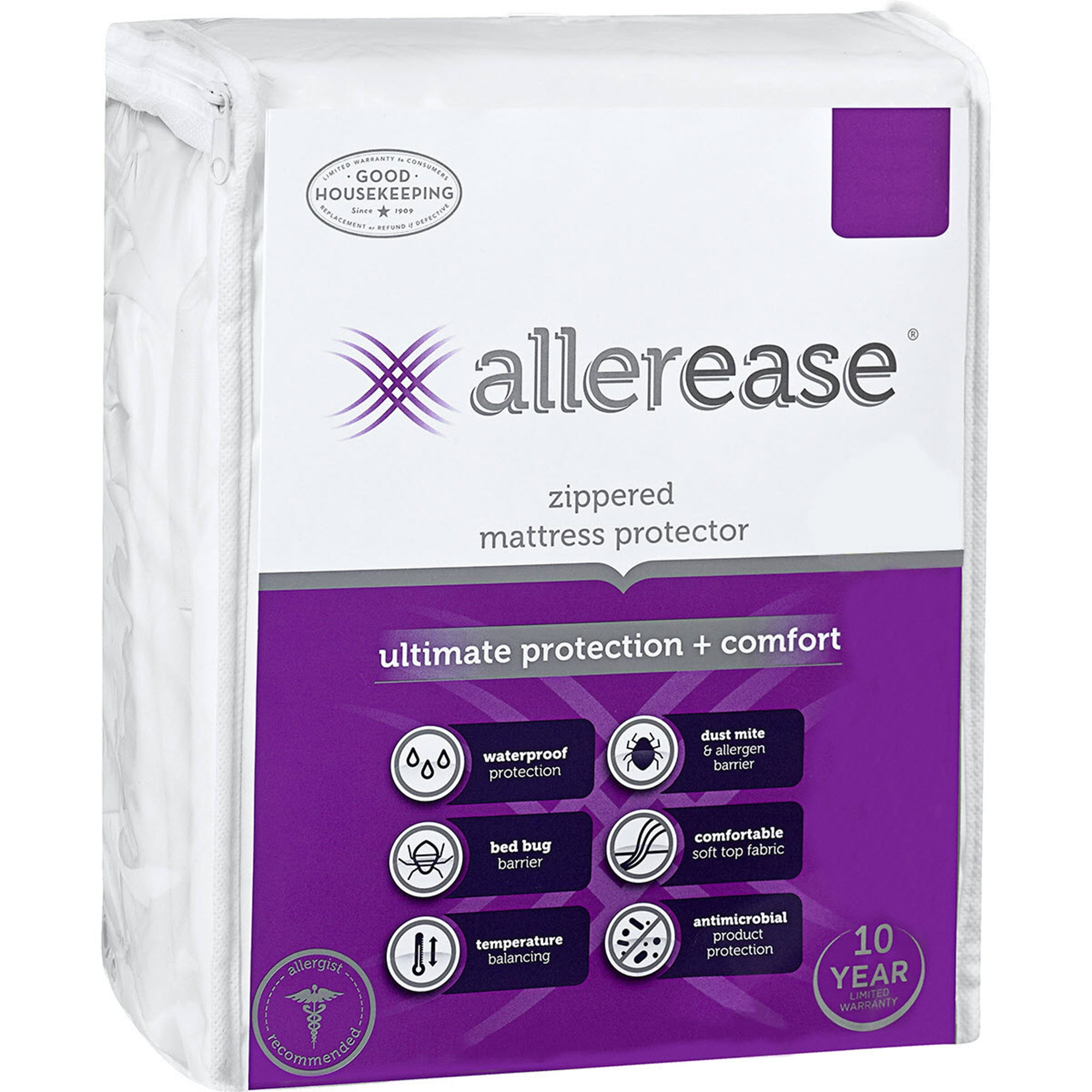 AllerEase Ultimate Cotton Allergy and Bedbug Zippered Mattress Protector