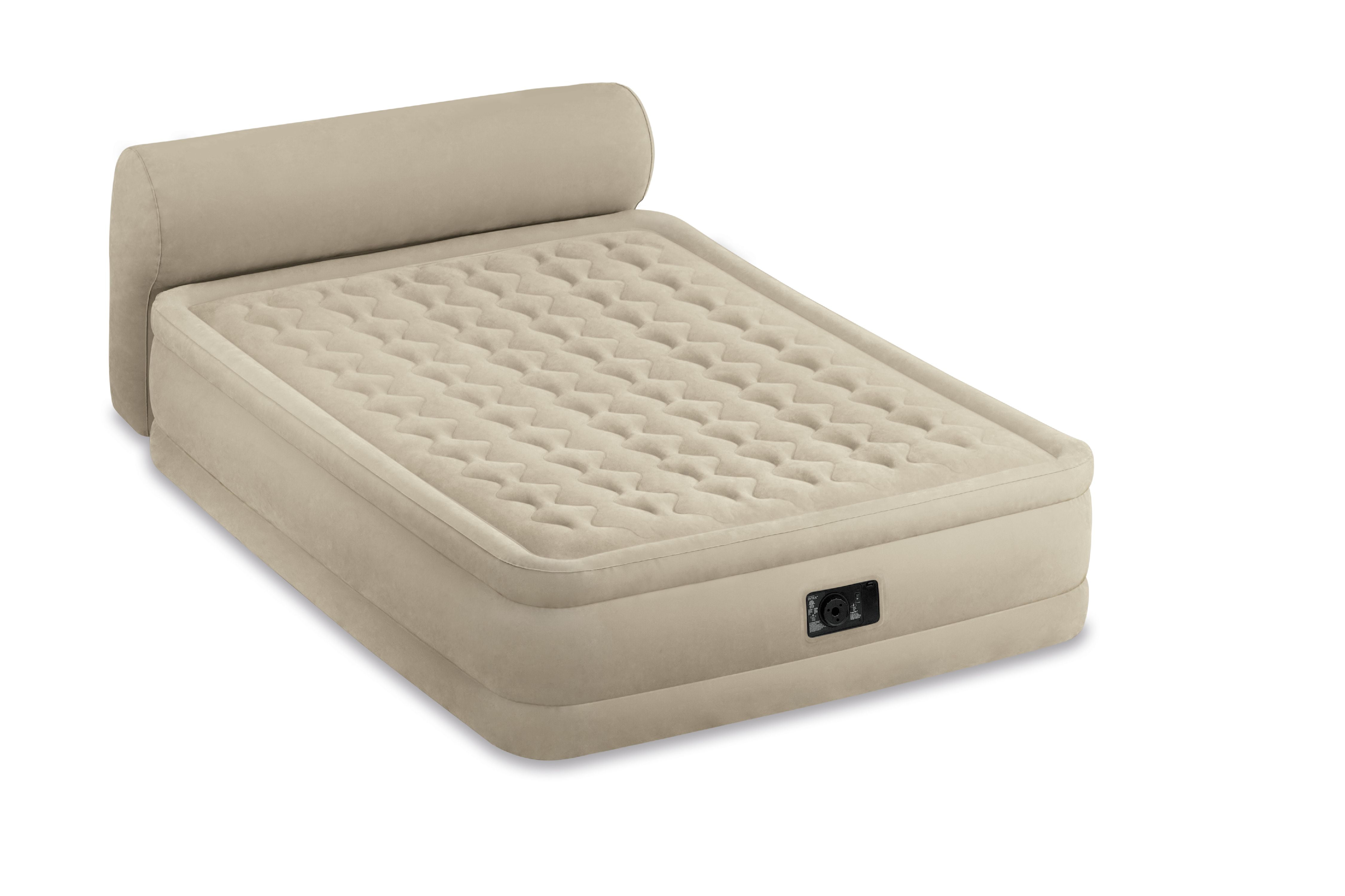 INTEX Dura-Beam® Deluxe Ultra Plush Headboard Air Mattress 18 Queen w/  Built-In Electric Pump