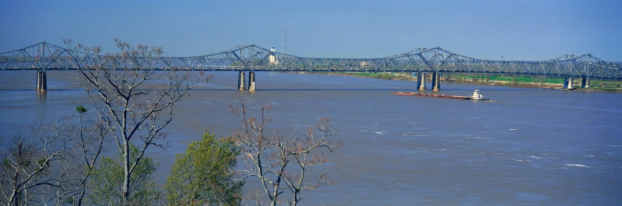 Old Vicksburg Bridge crossing MS River in Vicksburg MS to Louisiana Canvas Art - Panoramic Images (36 x 12)