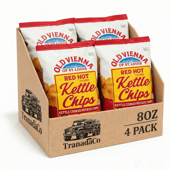 Old Vienna Red Hot Flavored Kettle Chips, 8 oz Bags (Pack of 4) - Sold by Tranadaco (Authorized Seller)