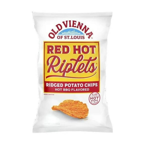 Old Vienna Red Hot Riplets Barbecue Flavored Ridged Potato Chips Made ...