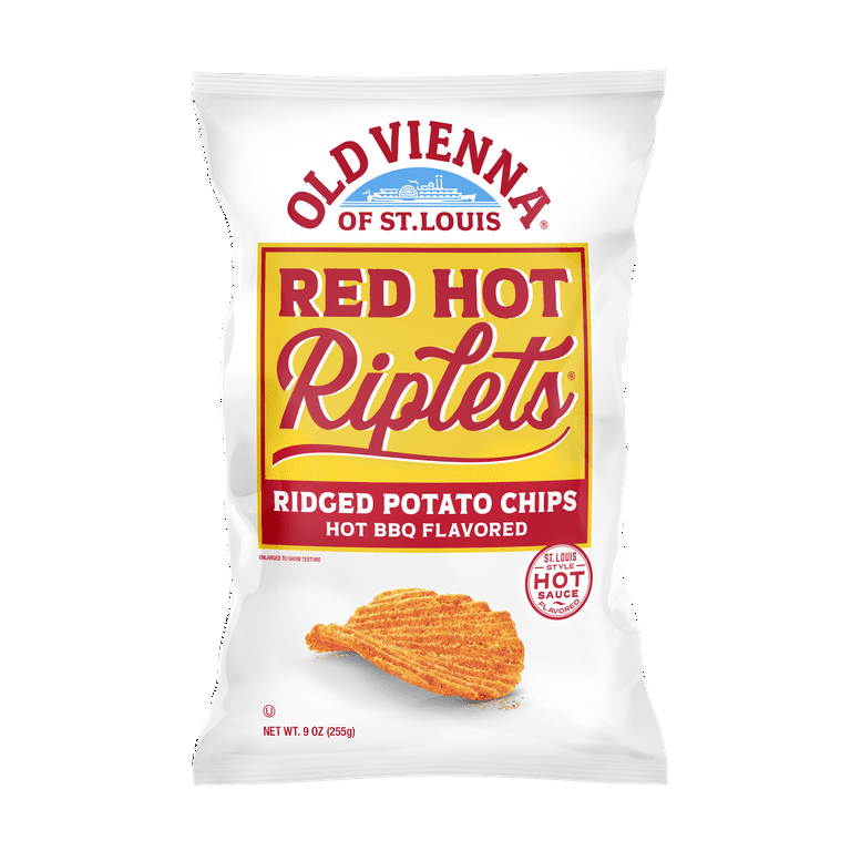 Old Vienna of St Louis (Red Hot Riplets Hot BBQ Flavored , 5oz 3 Pack)