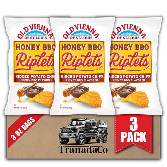 Old Vienna Honey BBQ Riplets Chips, 3 oz Bags (Pack of 3) - Sold by Tranadaco (Authorized Seller)