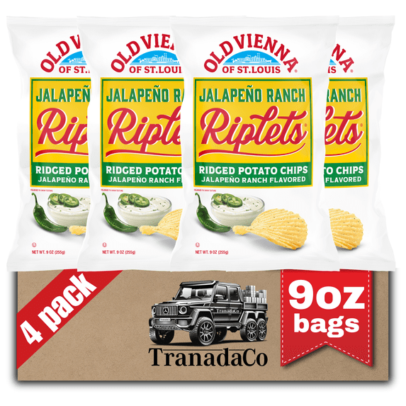 Old Vienna Jalapeno Ranch Riplets Potato Chips, 9 oz Bags (Pack of 4) - Sold by Tranadaco (Authorized Seller)