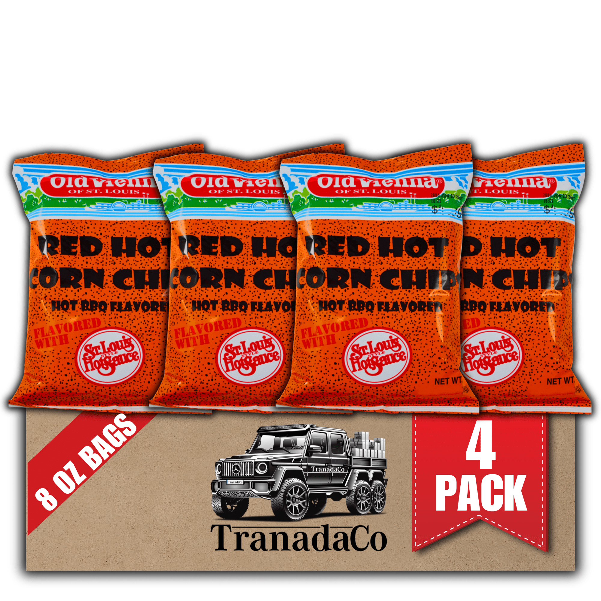 Old Vienna of St. Louis Red Hot Corn Chips 8oz Bag (Pack of 4) by TranadaCo
