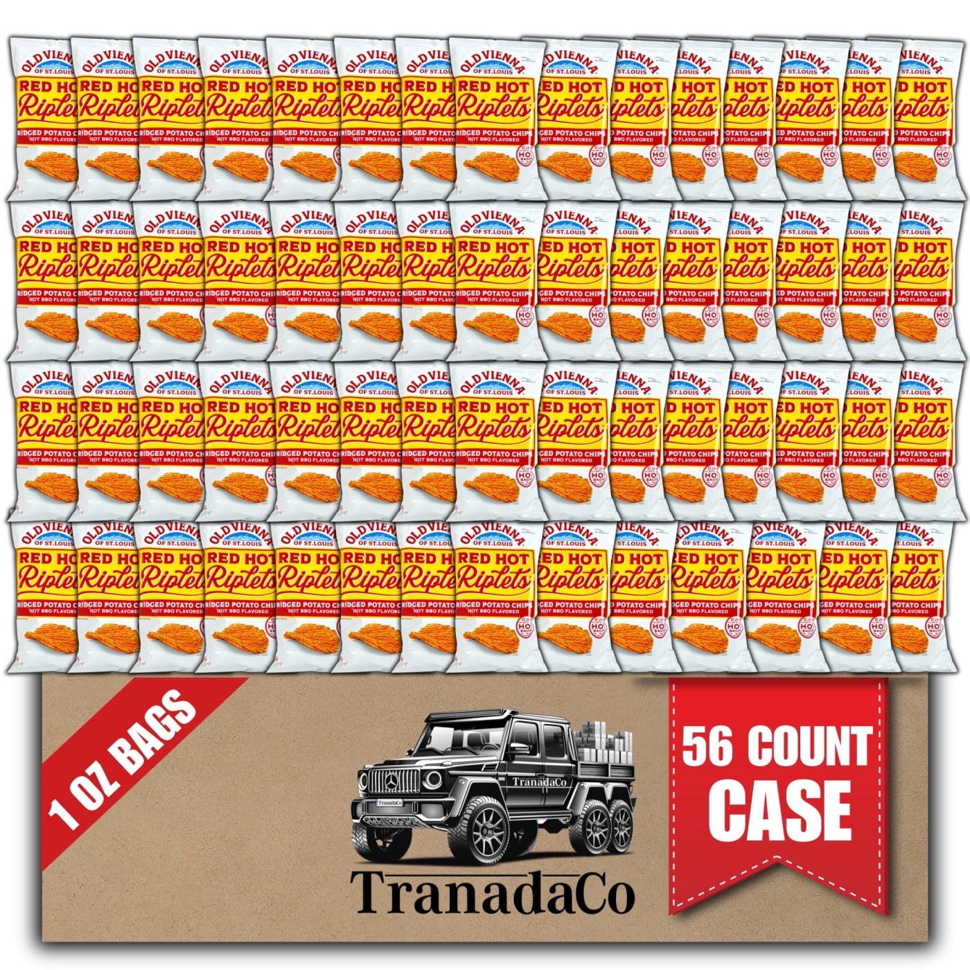 Old Vienna of St. Louis Red Hot Riplets Hot BBQ Chips 1oz Bags (56 ...