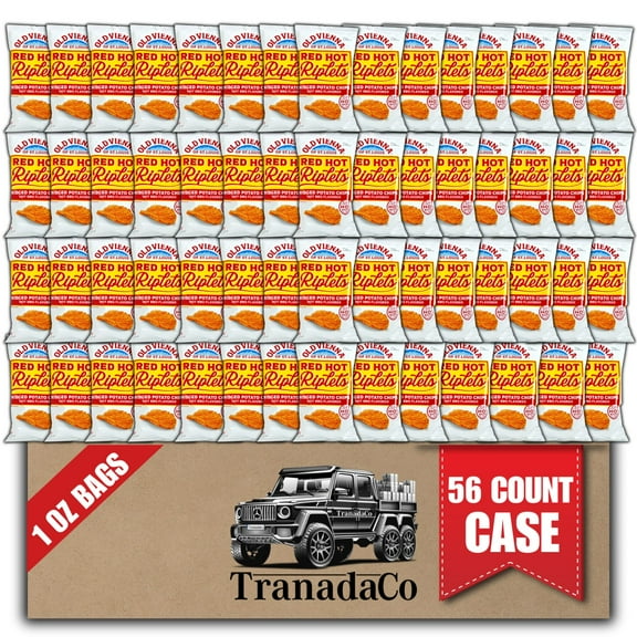 Old Vienna of St. Louis Red Hot Riplets Hot BBQ Chips 1oz Bags (Pack of 56) by TranadaCo