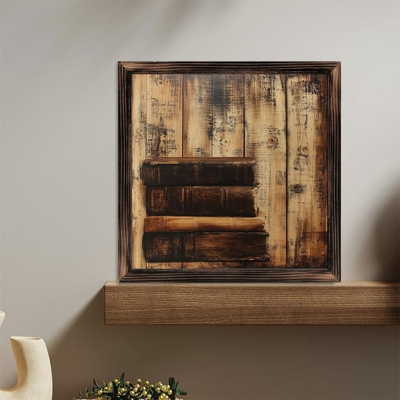 Old Vintage Books Stack Wooden Sign Wall Plaque - Vintage Art Decoration, Wall Decoration - Ideal Gift For Home Decoration, Living Room, Bathroom, Bedroom, Garden, Dining, Bar, Cafe, Festival Party