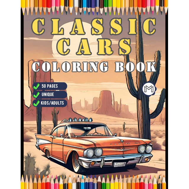 Old Vintage Classic Car Coloring Book for Adults And Kids 50 Pages ...