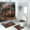 thumbnail image 1 of Old Vintage Farm Truck 4 Pcs Shower Curtain Set Western Rustic Barn Antique Car Farmhouse Country Retro with Non-Slip Rugs Toilet Lid Cover and Bath Mat Bathroom Decor Set, 72x72 Inch, 1 of 4