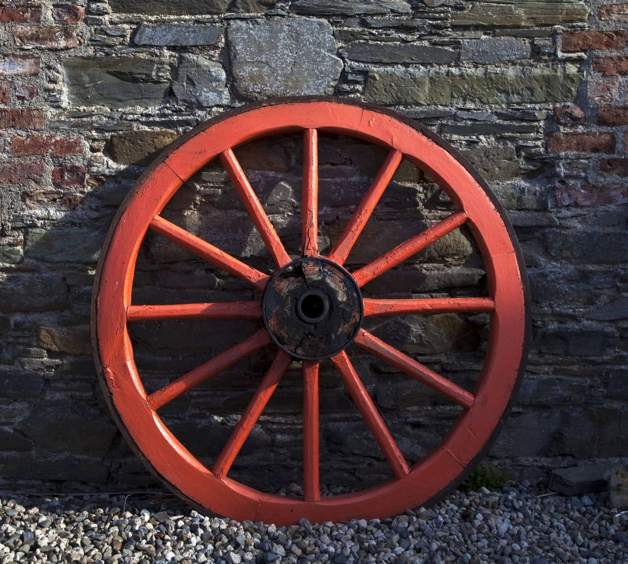 Old Wagon wheel in Ireland Canvas Art - Panoramic Images (24 x 24)