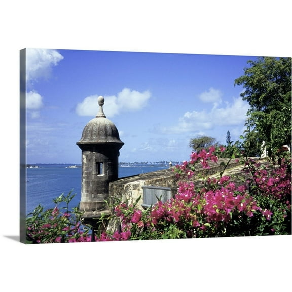 Great Big Canvas "Caribbean, Puerto Rico, Old San Juan. Old city walls"  by David Herbig Black Blue   Wrapped Canvas Print Wall Artwork