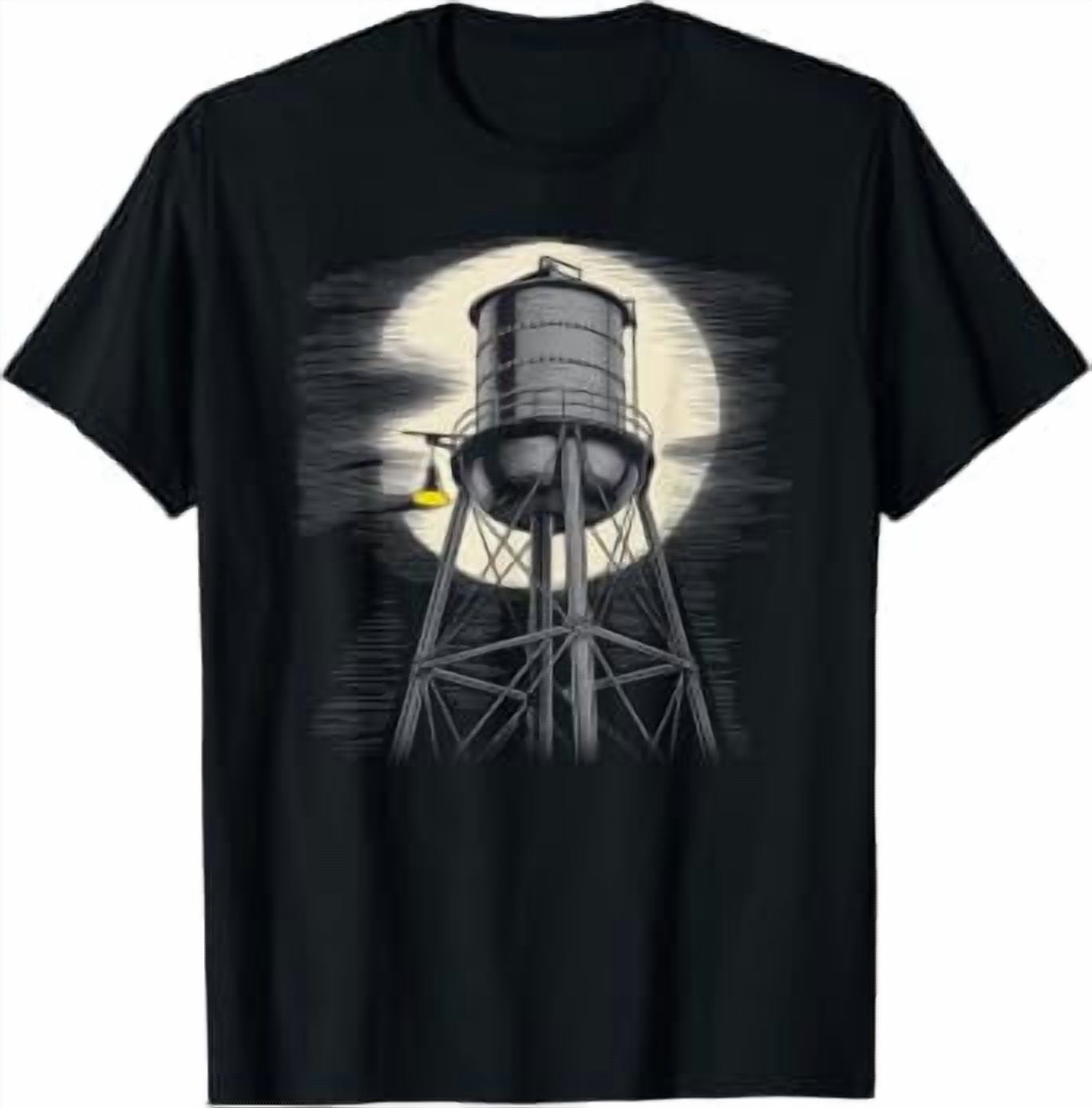 Water Tower From Rango Fall Old Water Tower Under Full Moon Distressed Vintage Print T-Shirt ...