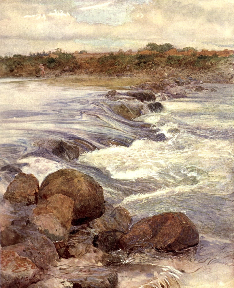 Old Water-colour Society 1905 Falls of Tay Canvas Art - John W North (24 x 36)