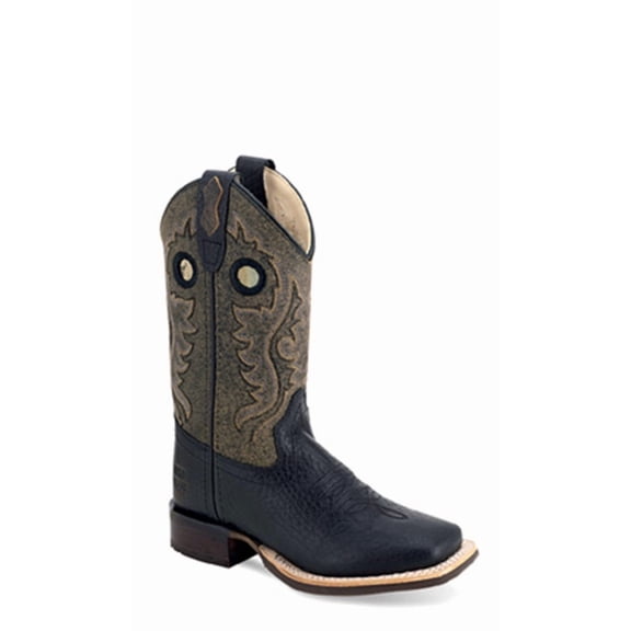 Old West Boys  Children`s  and Vintage Charcoal Square Toe Boot 2 M Black
