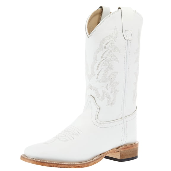 Old West Boys   All  Square Toe Leather Sole Boot 6 M White