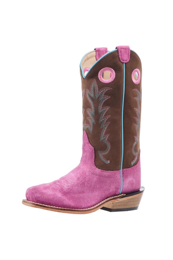 Old West Boys  Children`s  Suede with Chocolate Shaft and Leather Sole Boot 10 Pink