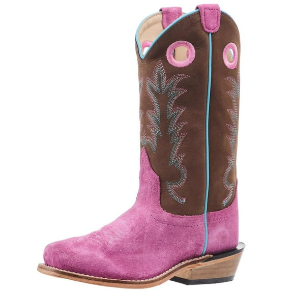 Old West Boys Children`s Suede with Chocolate Shaft and Leather Sole Boot 9.5 Pink