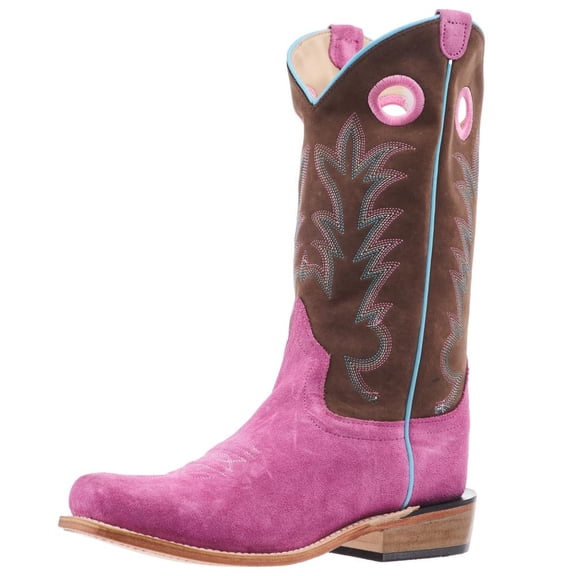 Old West Boys    Suede with Chocolate Shaft and Leather Sole Boot 6 Pink