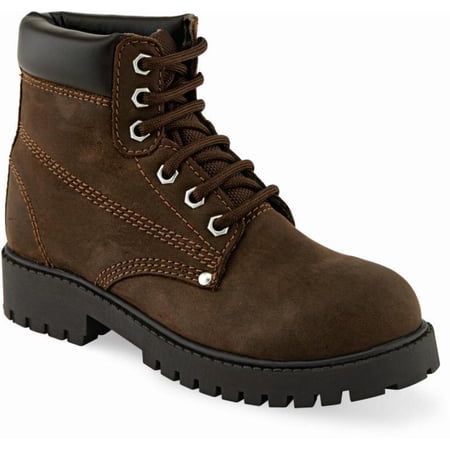 Old West Brown Children Boys Leather Work Boots 5D