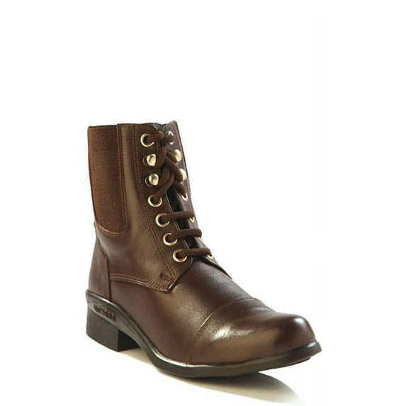 Old West Brown Childrens Girls All Leather Western Lace-Up Riding Boots 4 D