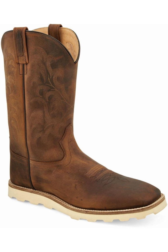 Old West Brown Mens Leather 9in Cowboy Boots 8.5D