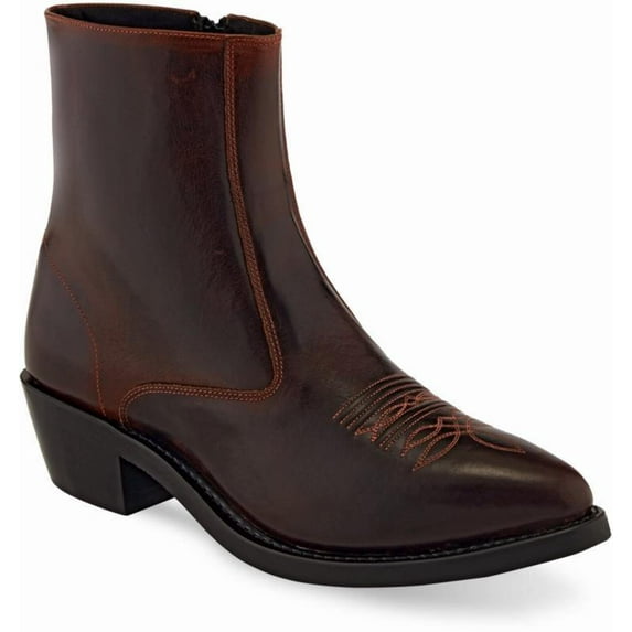 Old West Brown Mens Leather Ankle Zip Ankle Boots 7.5D