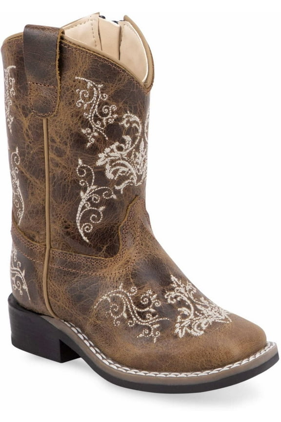 Old West Brown Toddler Flower Print - Boot Kids Boys - Bsi1958