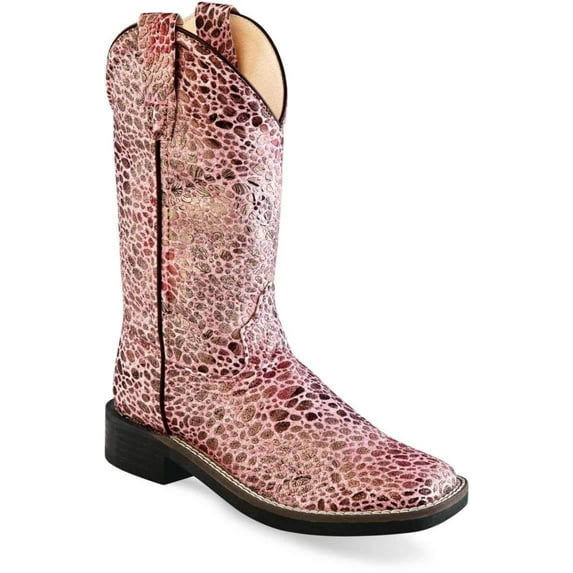 Old West Children All Over Leatherette Material Broad Square Toe Boots