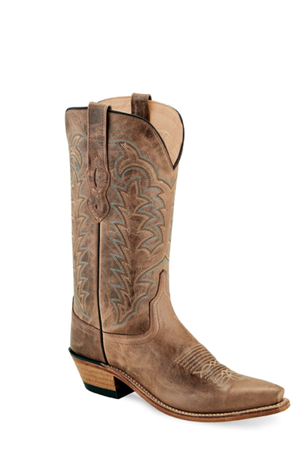 Old West Dark Tan Womens Leather Fashion 12in Cowboy Boots 10B