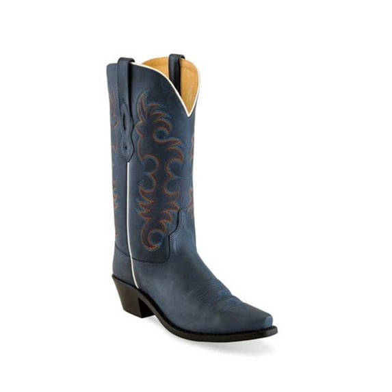 Old West Denim Blue Womens Leather Cowboy Boots 5.5B