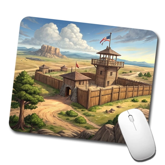 Old West Frontier Fort Cowboy Western Mouse Pad Low Profile Gaming Mat