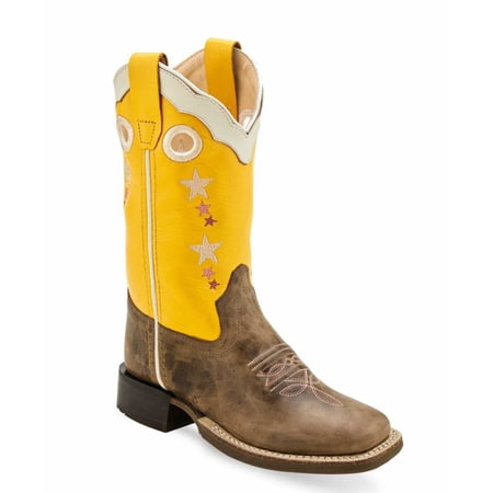 Old West Girls' Cactus Western Boot Broad Square Toe - BSC1962 10 1/2 D
