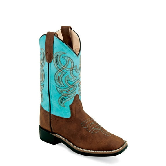 Old West Girls' Embroidered Western Boot Broad Square Toe - VB9167 9.5 D