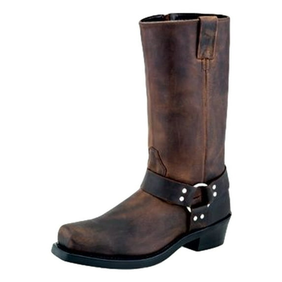 Old West Jama Men's Boots, Leather Foot & Shaft, Harness, Square Toe, Black, D7