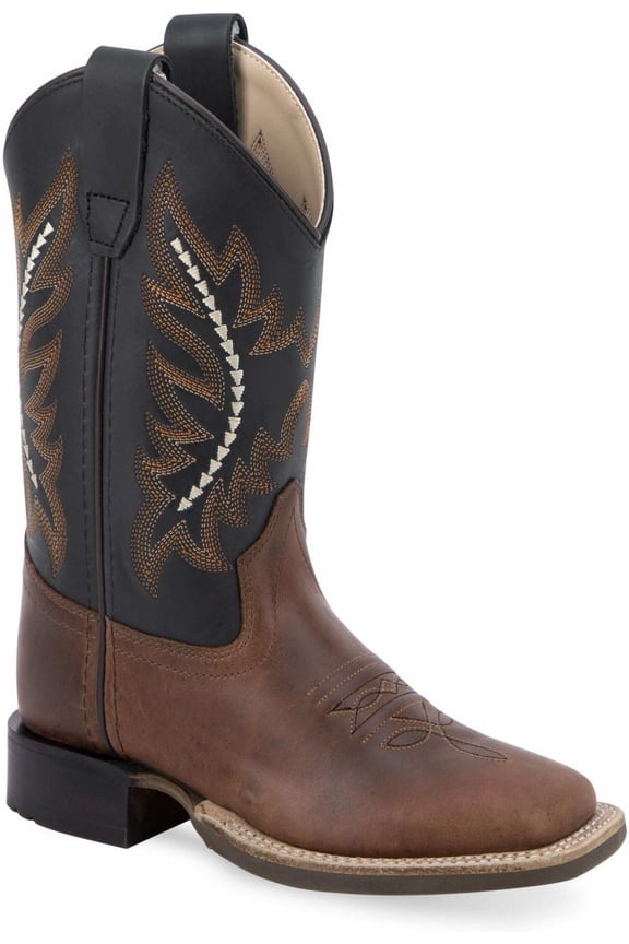 Old West Leather Square Toe Brown - Boot Kids Boys - Bsc1990