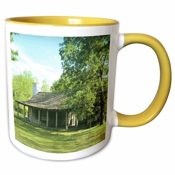 3drose, Old West Log Cabin, 15oz Two-tone Yellow Mug