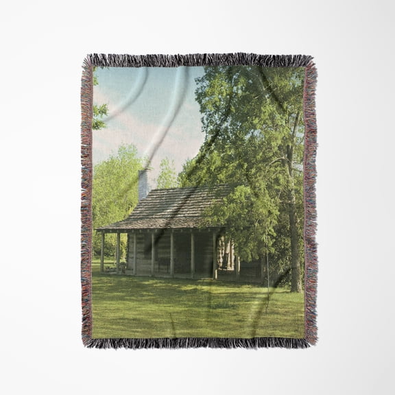 Old West Log Cabin, Woven Blanket