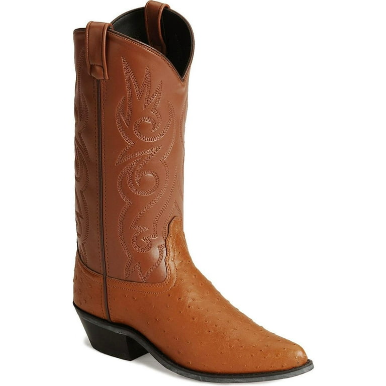 Old West Men s Fancy Stitched Ostrich Print Cowboy Boot Pointed Toe Vcm9022 Walmart