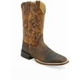 thumbnail image 1 of Old West Mens Broad Square Toe Burnt Dark Brown Leather Cowboy Boots 10.5 D, 1 of 1