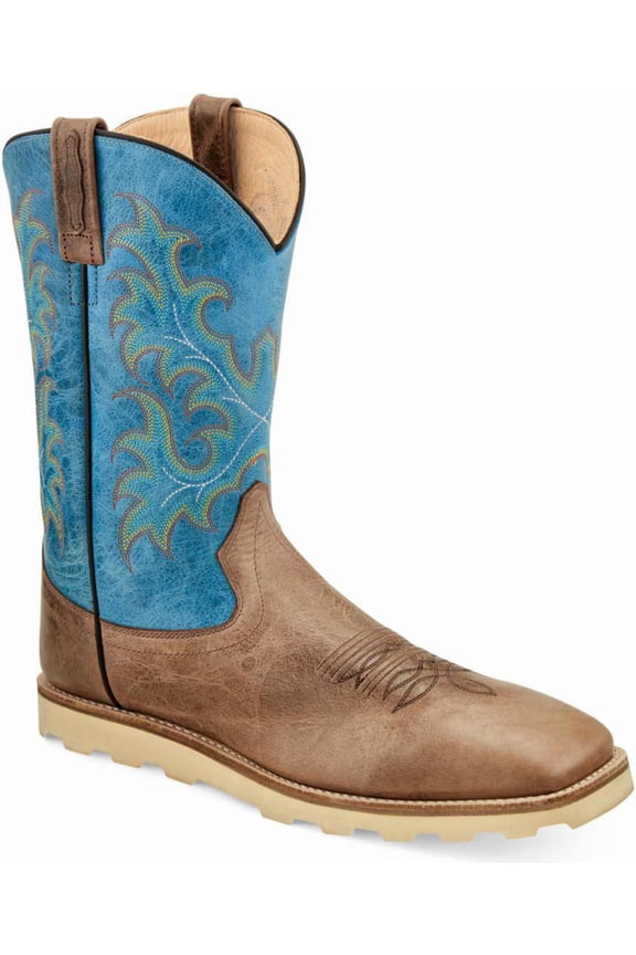 Old West Mens Western Boot Wide Square Toe 11.5 Blue