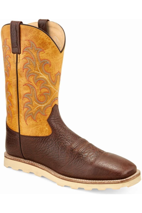 Old West Mens Western Boot Wide Square Toe 7.5 Brown