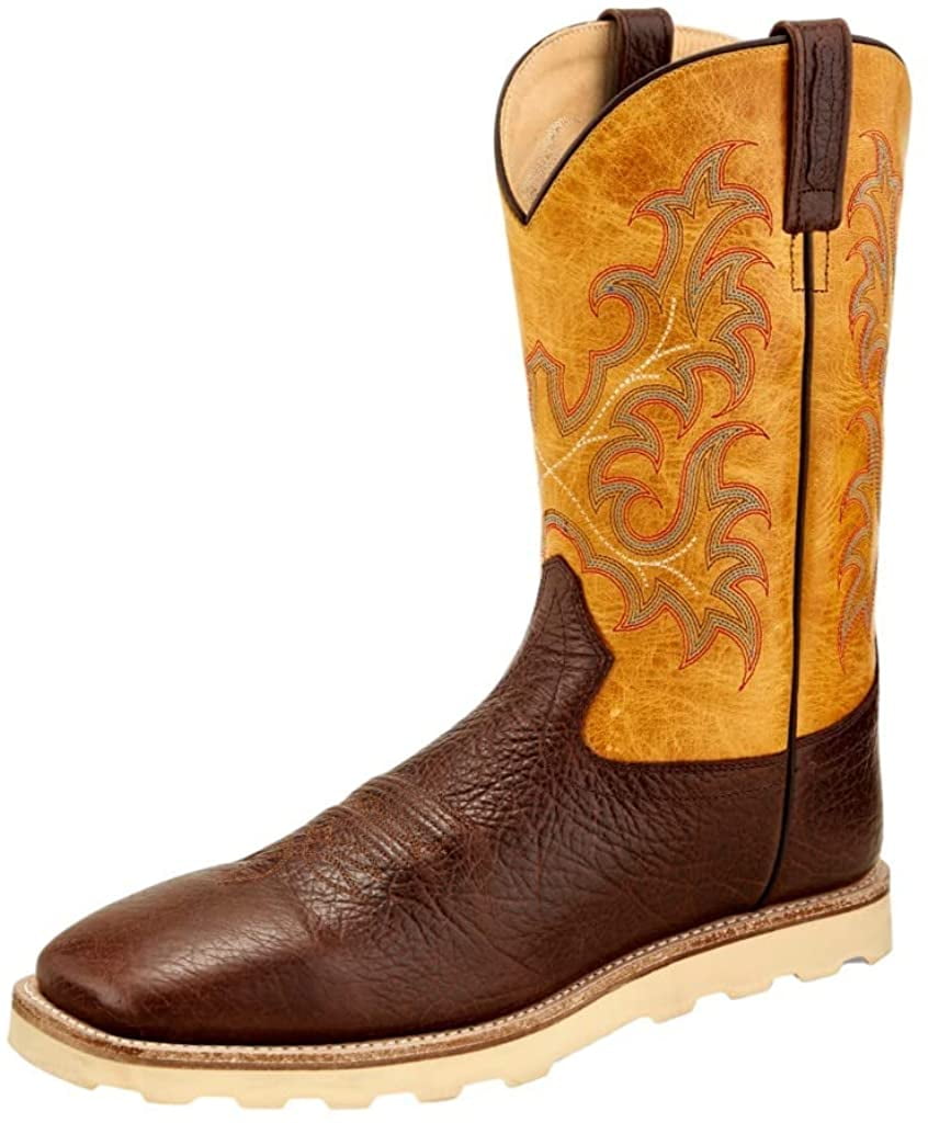 Old West Mens Western Boot Wide Square Toe 8 Brown