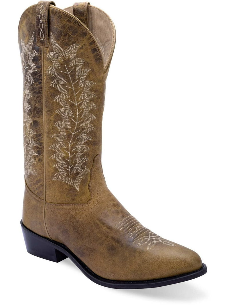 Old West Mens Western Burnt Tan Leather Cowboy Boots 8.5 D  display picture 1