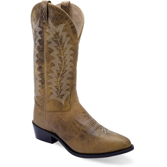 Old West Mens Western Burnt Tan Leather Cowboy Boots 8.5 D