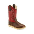 thumbnail image 1 of Old West Red/Brown Youth Boys Leather Crepe Cowboy Boots 6.5D, 1 of 1