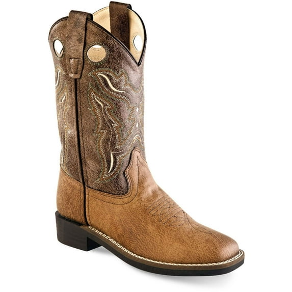 Old West Tan Vintage-Brown Crackle Children Toe Boots