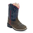 thumbnail image 1 of Old West Toddler Unisex Broad Square Toe Dark Brown/Navy Leather Cowboy Boots 8 D, 1 of 1